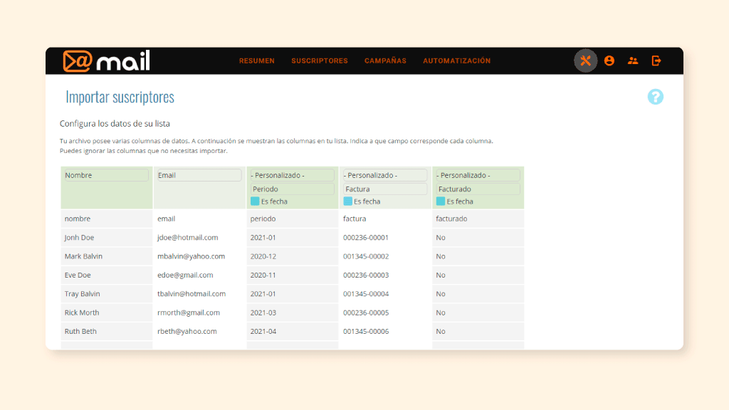 Facturación con arrobaMail - Importar Suscriptores